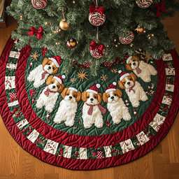 Shih Tzu Holiday Spirit Christmas Quilted Tree Skirt Magical Christmas Tree Skirt to Impress Guests