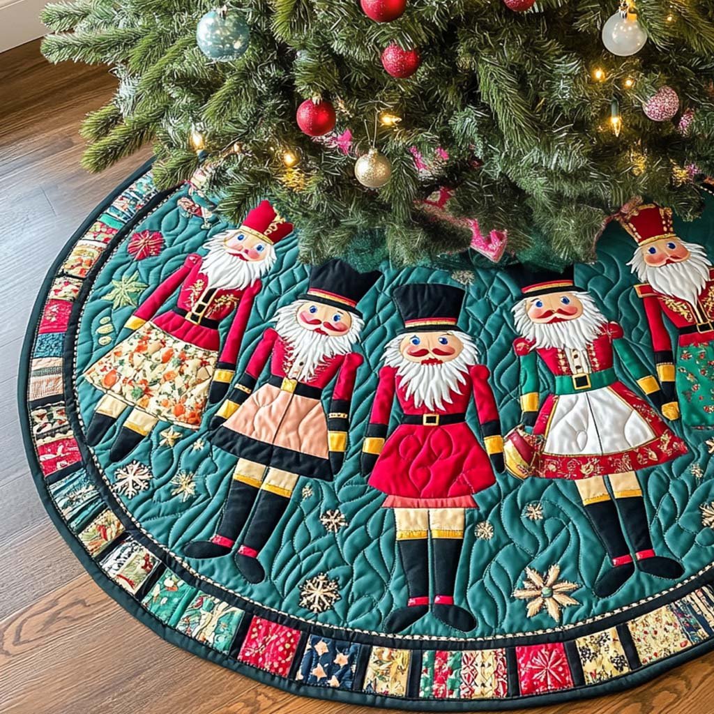 Winter Glow Christmas Quilted Tree Skirt Popular Gift Merch for Christmas Enthusiasts