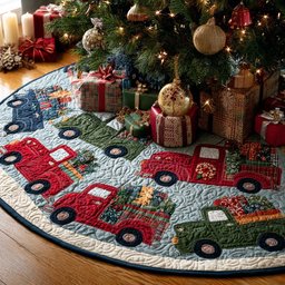 Winter Bless Christmas Quilted Tree Skirt Charming Tree Skirt for Family Gatherings