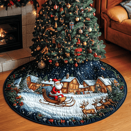 Yuletide Magic Christmas Quilted Tree Skirt Exclusive Holiday Tree Skirt Gift for Families