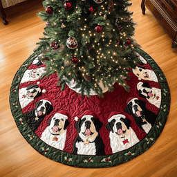 Saint Bernard Noel Christmas Quilted Tree Skirt Holiday Merch That Completes Your Christmas Setup