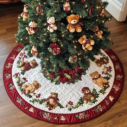 Joyful Bear Ring Christmas Quilted Tree Skirt Christmas Tree Skirt Gift That Brings Joy