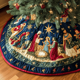 Peace On Earth Christmas Quilted Tree Skirt Popular Gift Merch for Christmas Enthusiasts