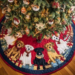 Labrador Retriever Yuletide Quilted Christmas Tree Skirt Lovely Gift Merch for a Festive Home