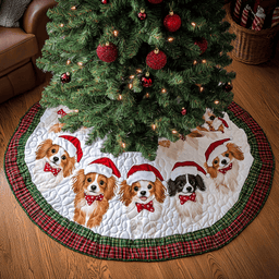 Papillon Christmas Charm Christmas Quilted Tree Skirt Cozy Holiday Tree Skirt to Brighten Your Home