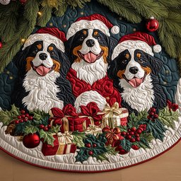 Winter Guardian Quilted Christmas Tree Skirt Meaningful Christmas Gift to Warm the Heart