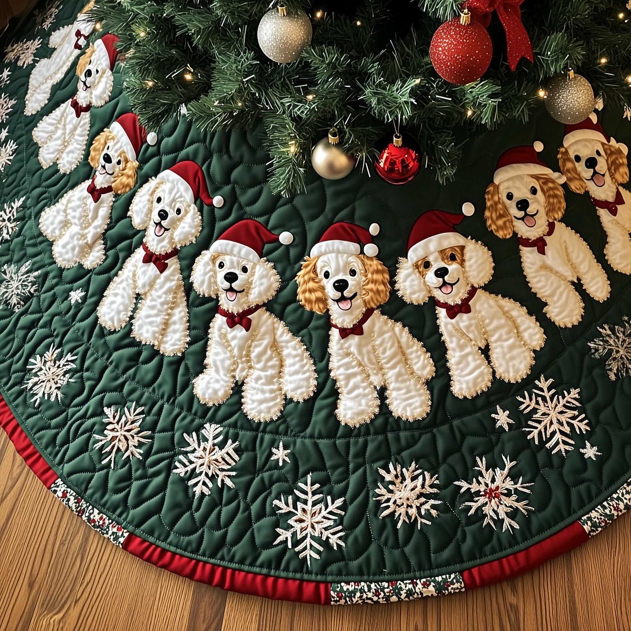 Adorable Poodle Quilted Tree Skirt A Heartwarming Holiday Home Essential