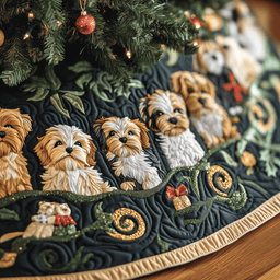 Adorable Yorkshire Terrier Quilted Tree Skirt Winter Merch Essentials