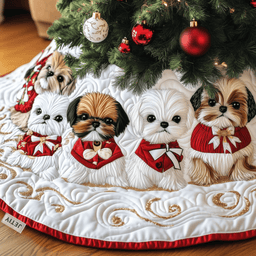 Adorable Shih Tzu Quilted Tree Skirt Graduation Merch Gift