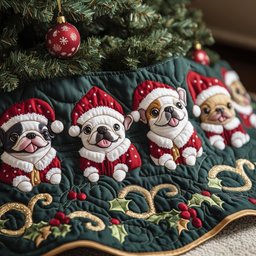 Adorable Frenchie Quilted Tree Skirt Merch For Home And Bedroom