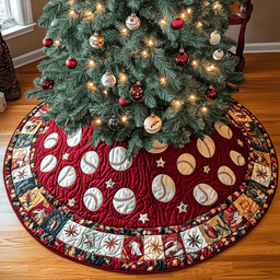 Baseball Ornament Quilted Tree Skirt Merch For Family Time