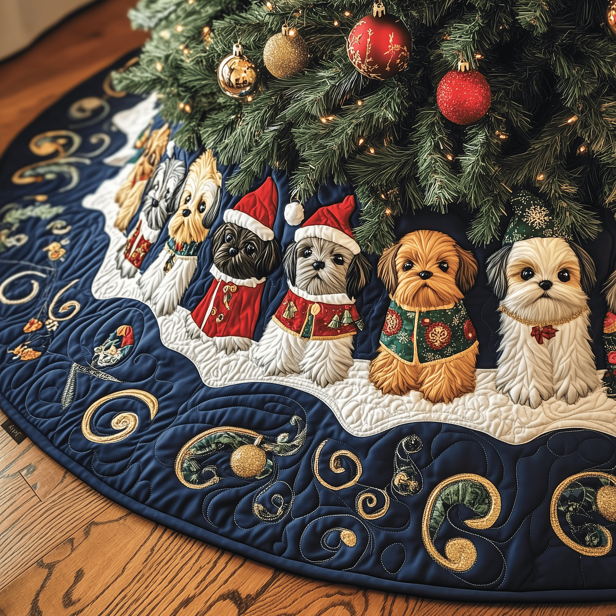 Adorable Christmas Shih Tzu Quilted Tree Skirt Back To School Merch