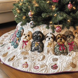Adorable Christmas Shih Tzu Quilted Tree Skirt Merch For Him