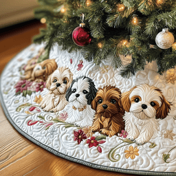 Adorable Shih Tzu Quilted Tree Skirt Easter Merch Gift