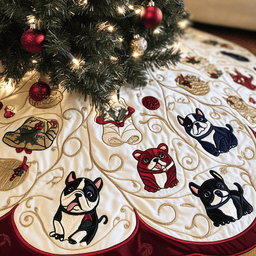 Bulldog Quilted Tree Skirt Adorable Easter Gift Merch