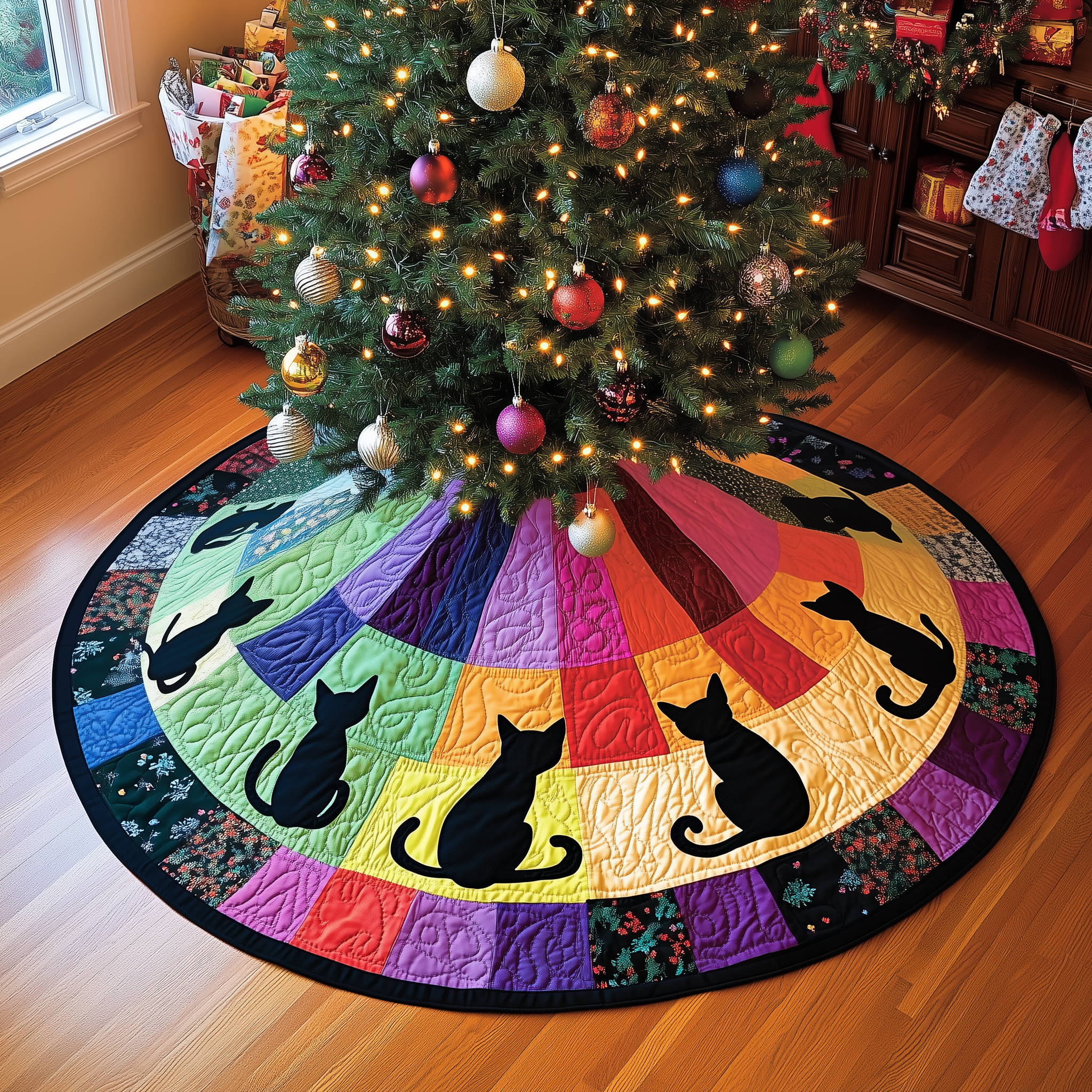 Cat Quilted Tree Skirt Perfect Christmas Gift Merch