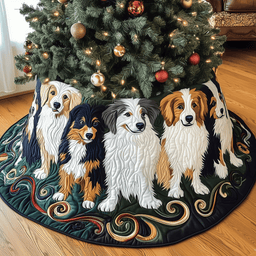 Christmas Australian Shepherd Quilted Tree Skirt Merch For Dad