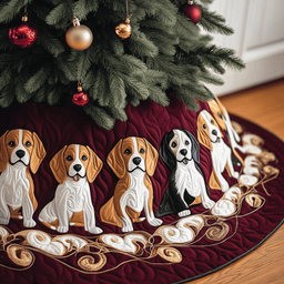 Christmas Beagle Quilted Tree Skirt Magical Christmas Spirit Merch