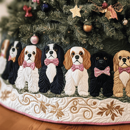 Cavalier King Charles Spaniel Quilted Tree Skirt Charming Thanksgiving Gift Merch