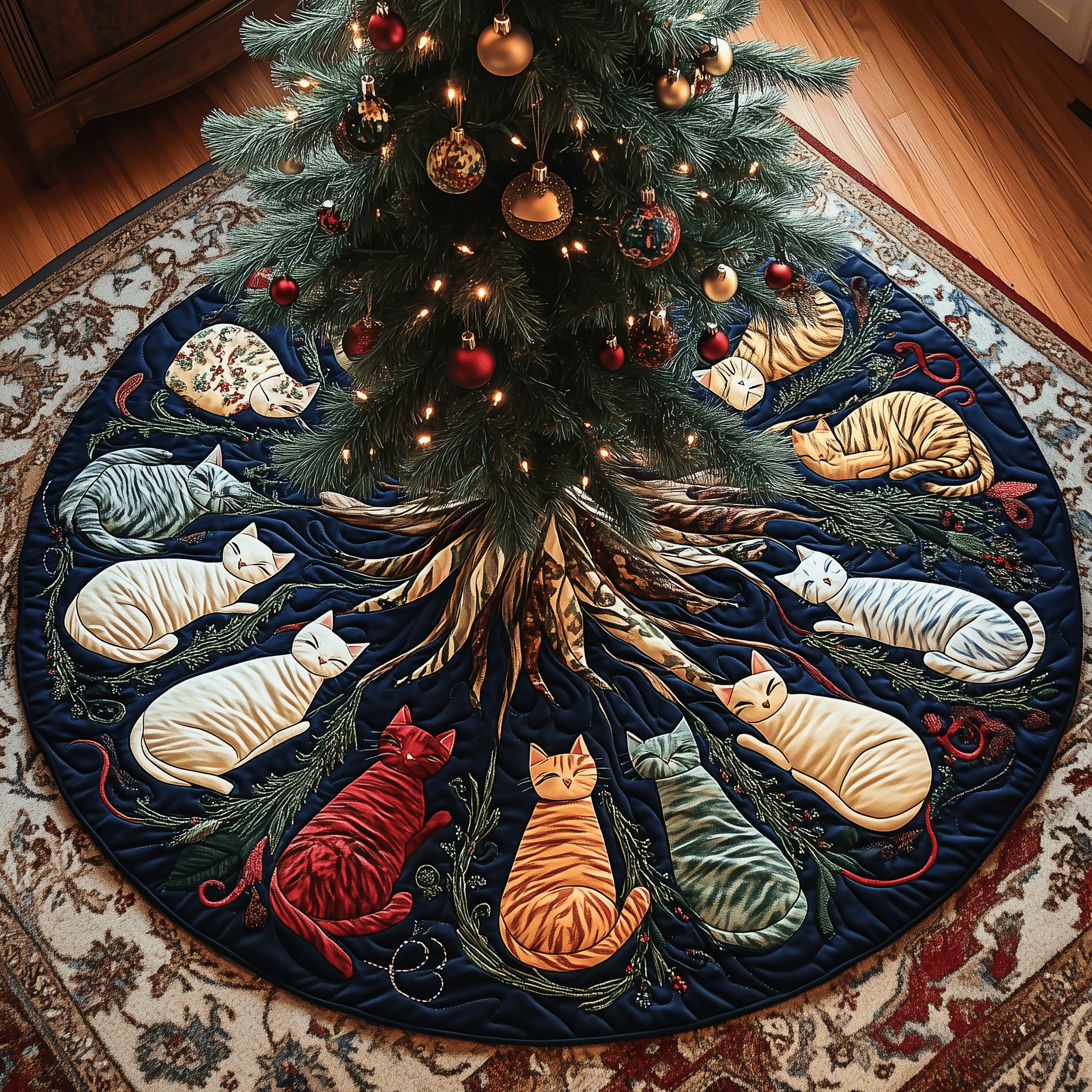 Cat Of Joy Quilted Tree Skirt Spring Merch Pick