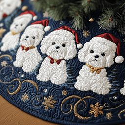 Christmas Bichon Frise Quilted Tree Skirt Christmas Merch Gift