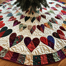 Candy Heart Christmas Quilted Tree Skirt Merch For Him