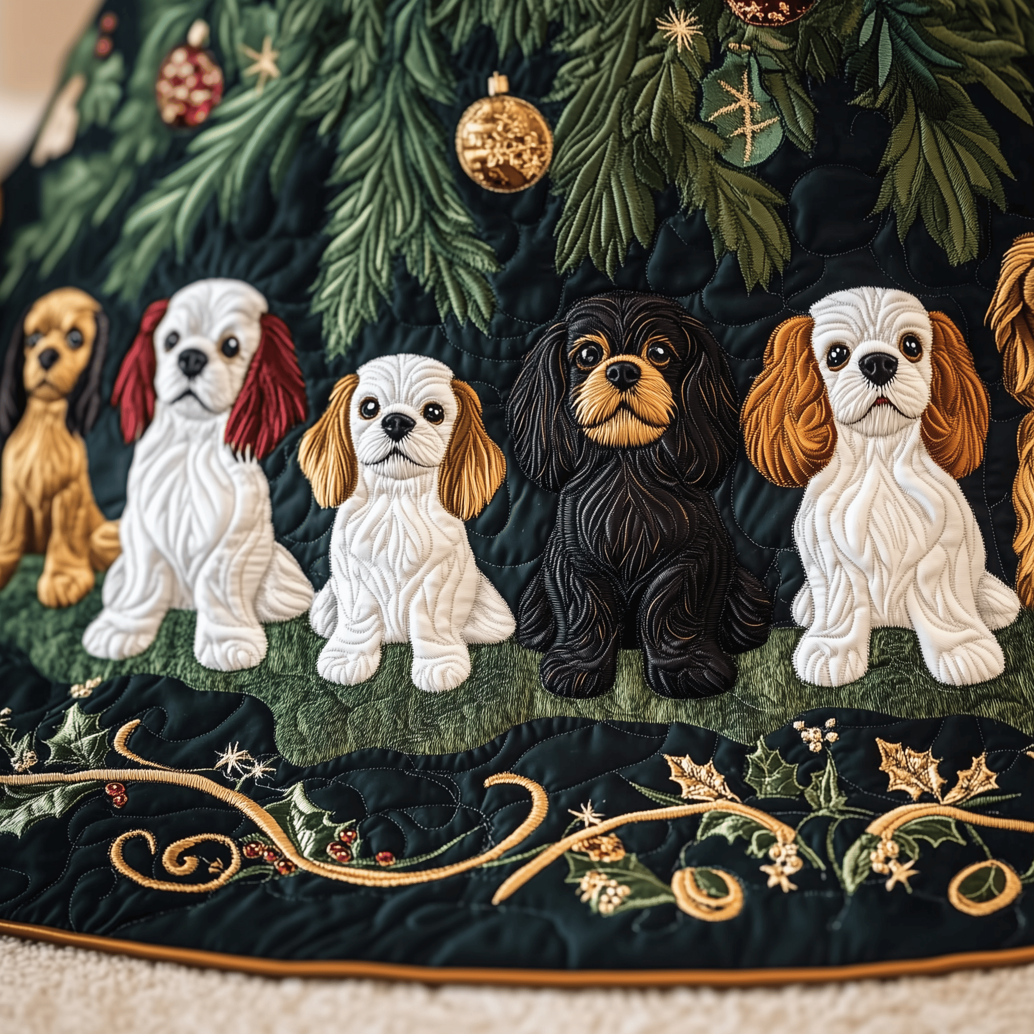 Cavalier King Charles Spaniel Quilted Tree Skirt Unique Valentine�s Day Gift Merch