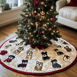 Bulldog Quilted Tree Skirt Fun Halloween Gift Merch