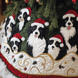 Christmas Border Collie Quilted Tree Skirt Thoughtful Holiday Gift Merch