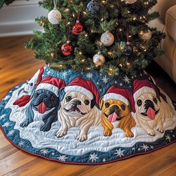 Bulldog Buddy Quilted Tree Skirt Merch For Cozy Nights