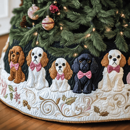 Cavalier King Charles Spaniel Quilted Tree Skirt Joyful Home Merch Collection