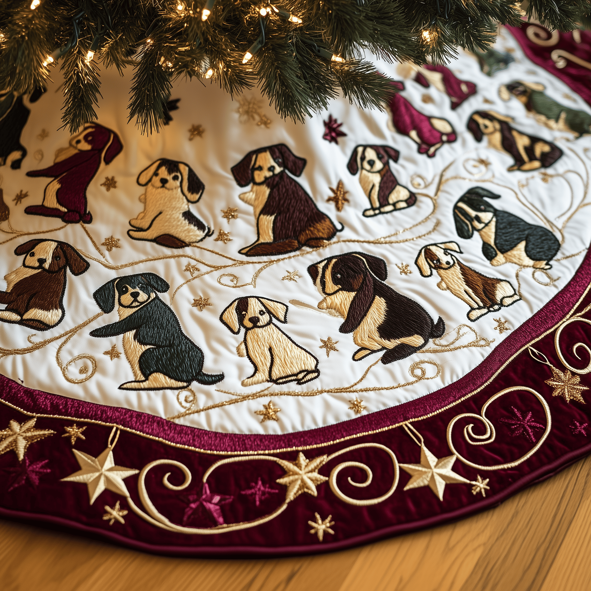 Christmas Beagle Quilted Tree Skirt Unique Valentine�s Day Gift Merch