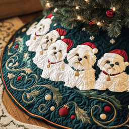 Christmas Bichon Frise Quilted Tree Skirt Lovely Mother�s Day Gift Merch