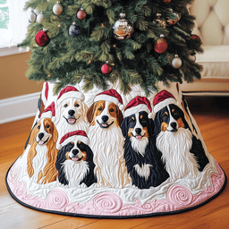 Christmas Australian Shepherd Quilted Tree Skirt Merch For Friends