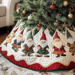 Christmas Gnome Quilted Tree Skirt Elegant Christmas Tree Decor Merch