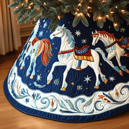 Christmas Horse Quilted Tree Skirt Holiday Tree Skirt Must-Have