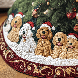Christmas Joyful Doodle Quilted Tree Skirt Best New Year Gift Merch