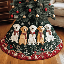 Christmas Labrador Quilted Tree Skirt Charming Holiday Home Merch