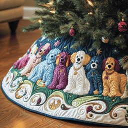Christmas Colorful Poodle Quilted Tree Skirt Best Gift Merch For Him