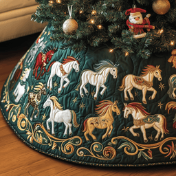 Christmas Horse Quilted Tree Skirt Heartwarming Father�s Day Gift Merch