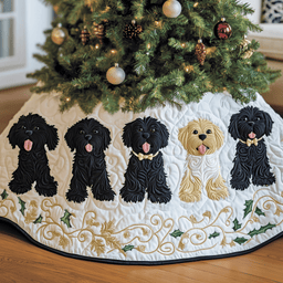 Christmas Doodle Dog Quilted Tree Skirt Perfect Home For Christmas Tree Merch