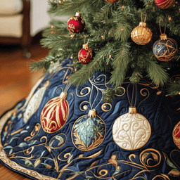 Christmas Ornament Quilted Tree Skirt Cozy Tree Skirt For Holiday Decor