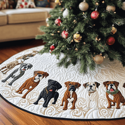 Christmas Boxer Quilted Tree Skirt Heartfelt Gift Merch For Mom