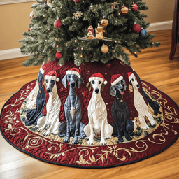Christmas Greyhound Quilted Tree Skirt Cozy Tree Skirt For Holiday Decor