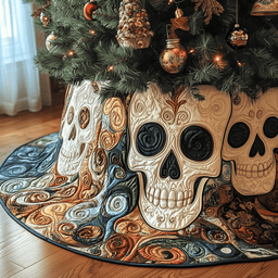 Christmas Mystique Skull Quilted Tree Skirt Perfect Home For Christmas Tree Merch
