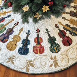 Christmas Elegant Violin Quilted Tree Skirt Best Gift Merch For Him