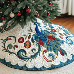 Christmas Peacock Quilted Tree Skirt Best Gift Merch For Him