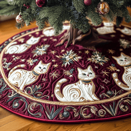 Christmas Cat Quilted Tree Skirt Fall Merch Pick