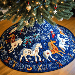 Christmas Horse Quilted Tree Skirt Perfect Christmas Gift Merch