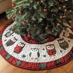 Christmas Hoot Quilted Tree Skirt Charming Tree Skirt Gift Idea